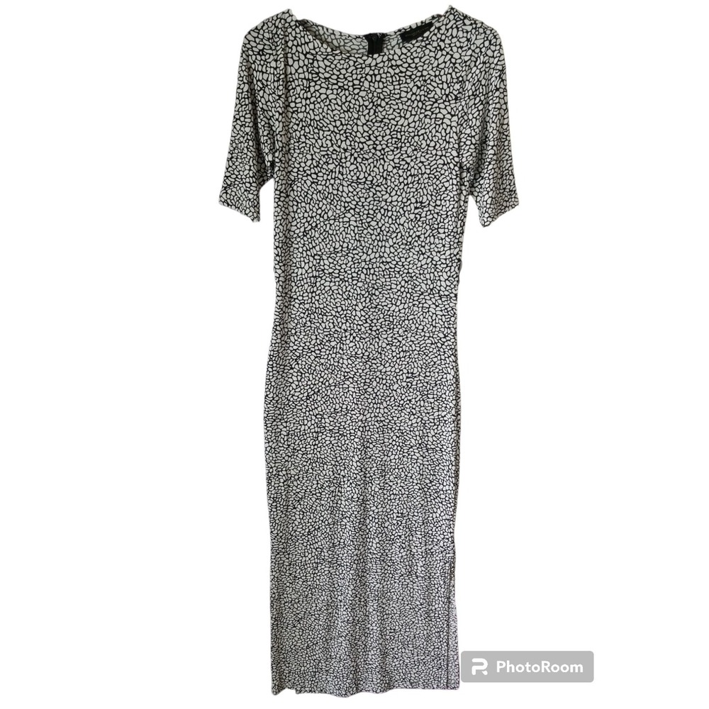 DONNA KARAN New York Women's Short Sleeve Abstract Print Stretch Maxi Dress XS